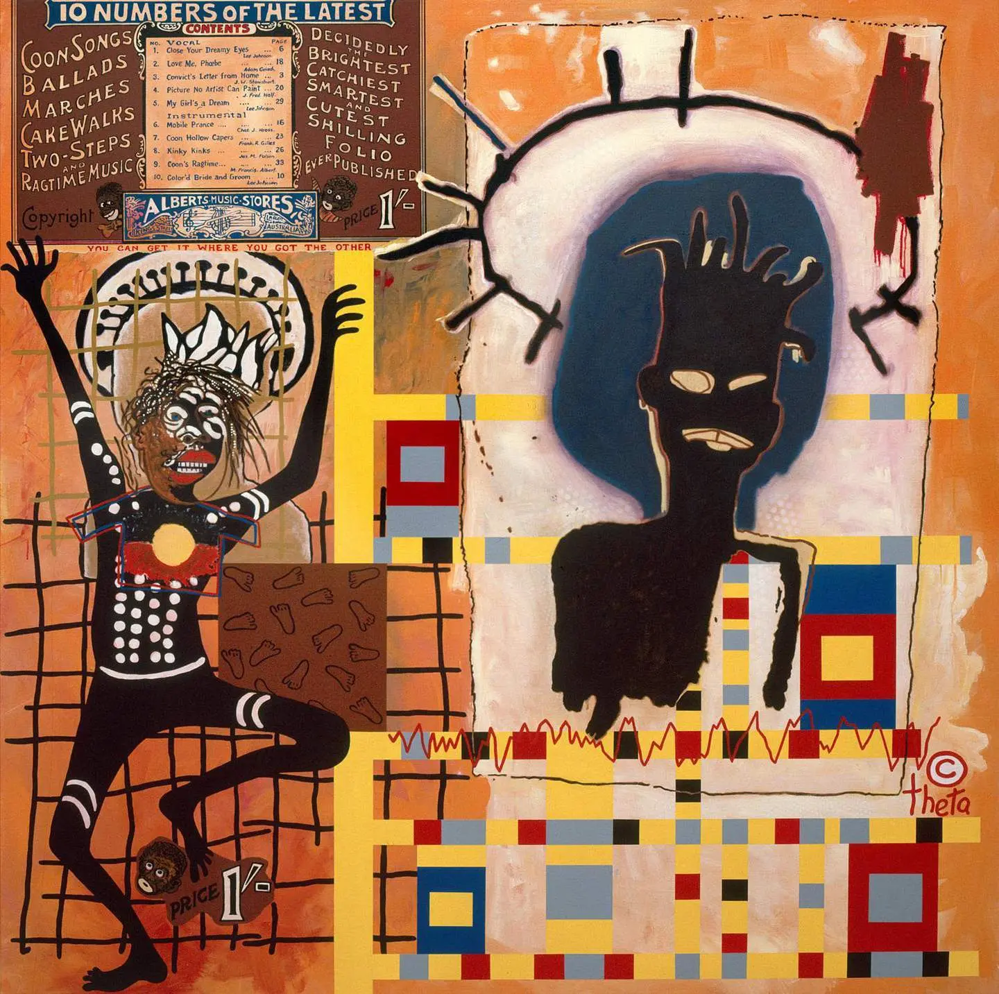 Gordon Bennett, Notes to Basquiat: Boogieman Blues 1999, acrylic on linen