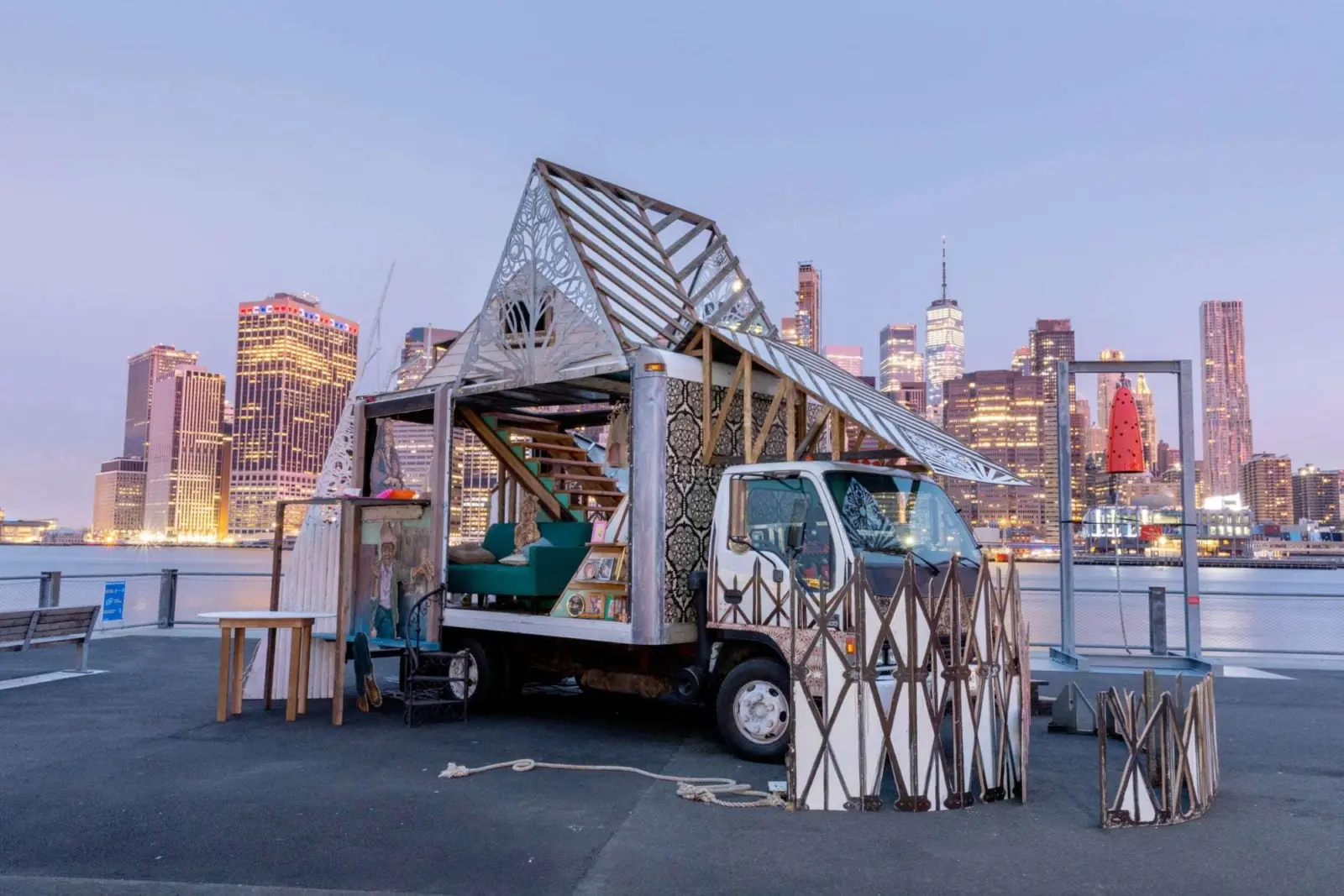 Images of Swoon's travelling installation The House Our Families Built