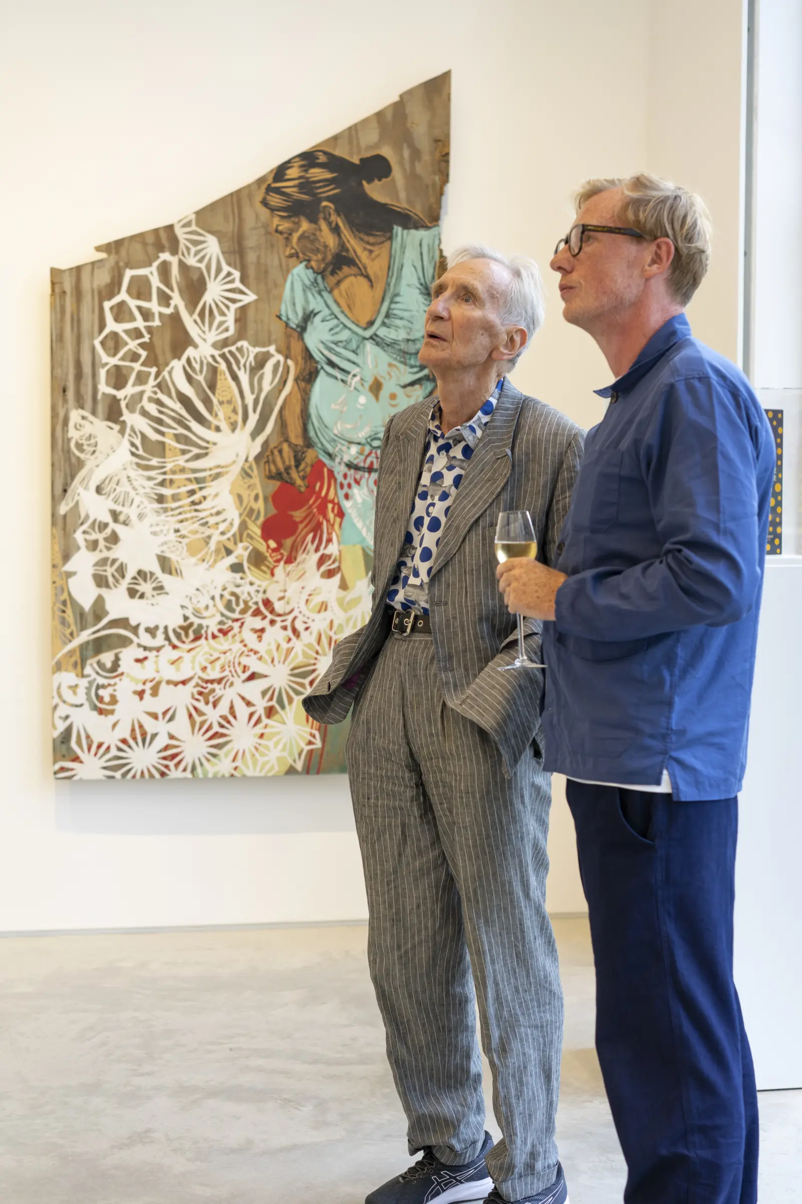 At the Game Changers Private View: The Hang-Up Team and gallery director Ben with Patrick Hughes.