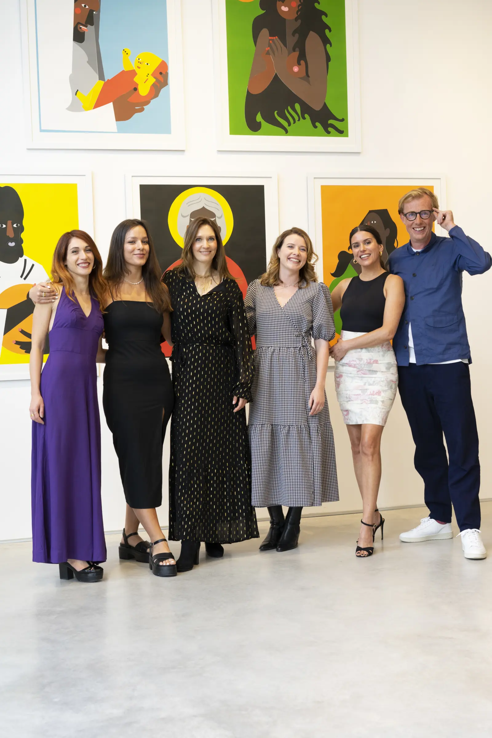 At the Game Changers Private View: The Hang-Up Team and gallery director Ben with Patrick Hughes.