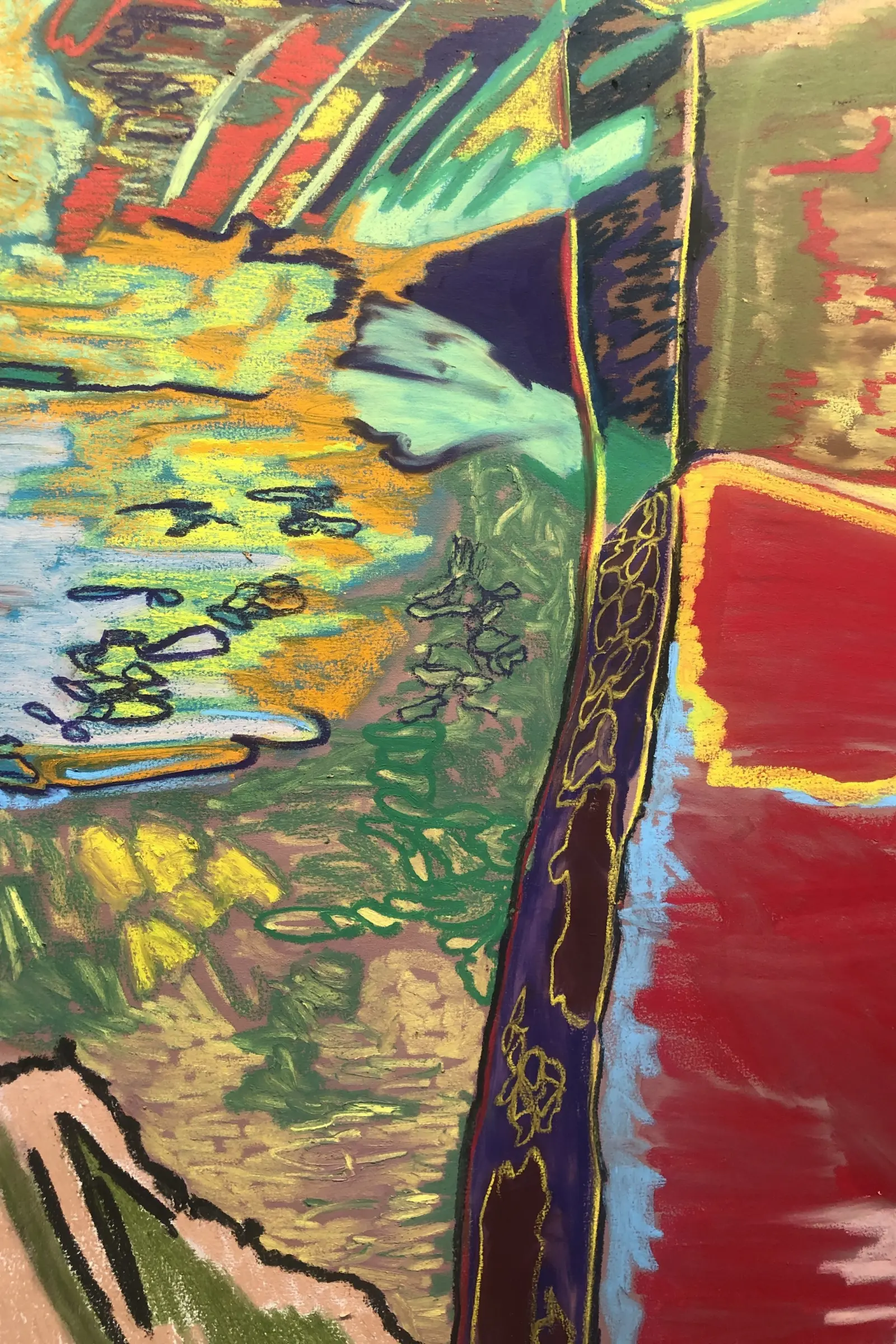 Rachel Jones, SMIIILLLLEEEE, 2021 Oil pastel, oil stick on canvas, 250 x 160 cm