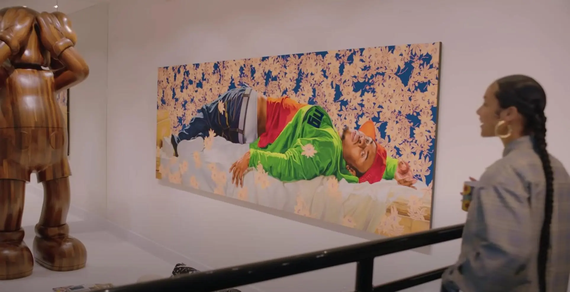 Alicia Keys in her New Jersey home with a 25-feet long and 8-and-a-half-feet high Kehinde Wiley painting.