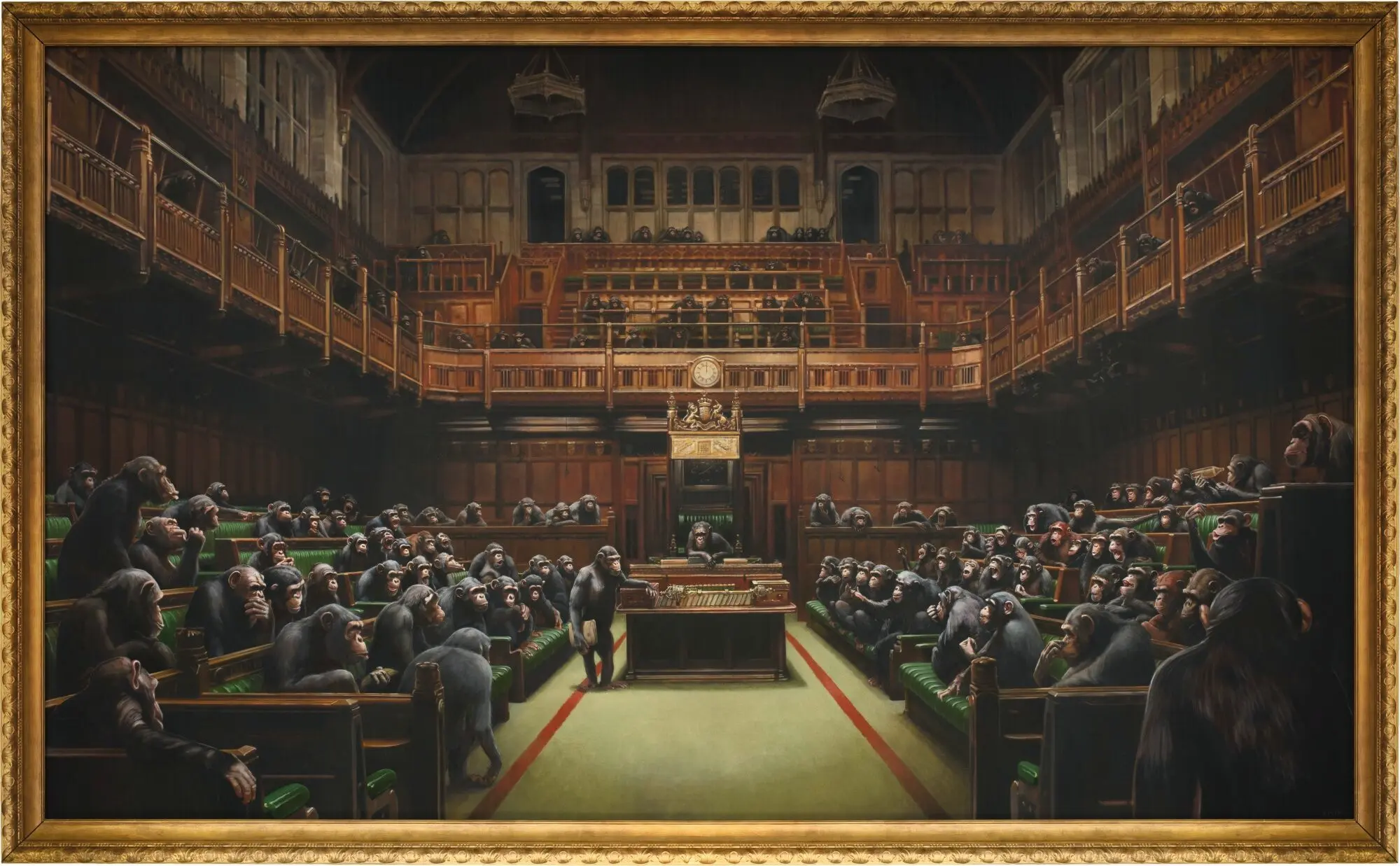 Devolved Parliament by Bansky 2009, oil on canvas.