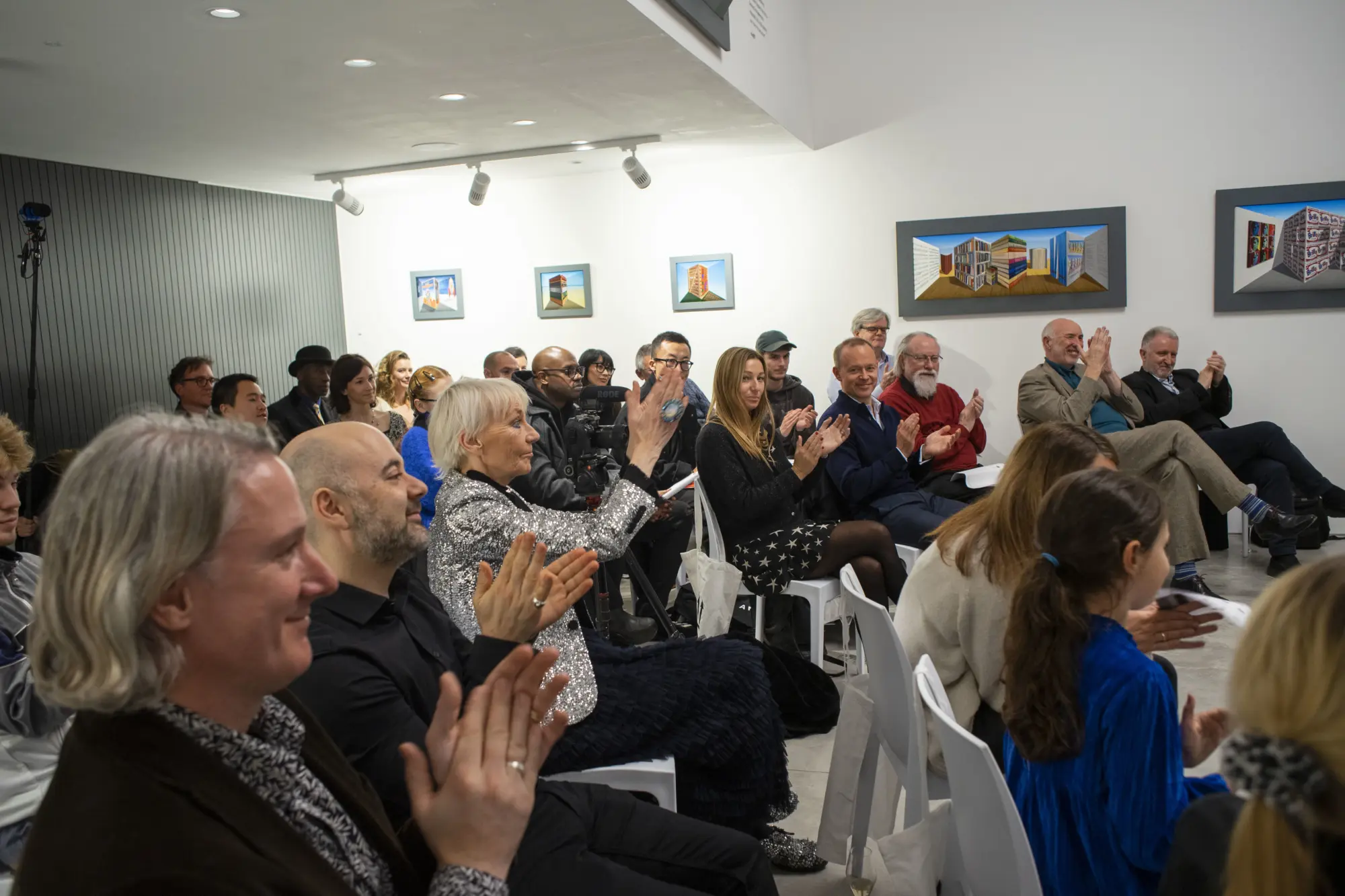 The audience including historian and author Diane Atkinson, Hughes' partner, at the end of the Q&A.