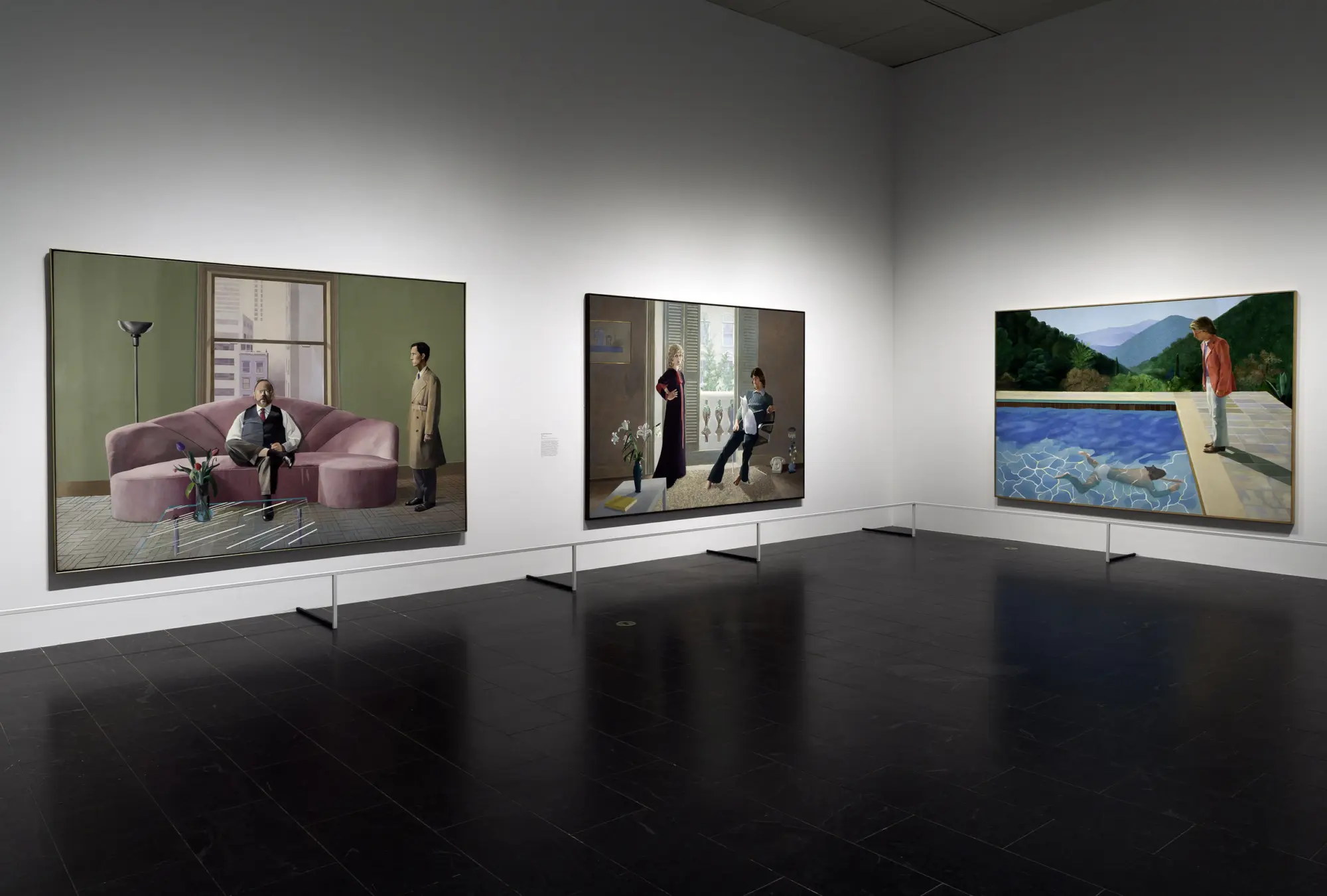 Installation view of David Hockney's paintings at the Met Museum in New York, 2017.