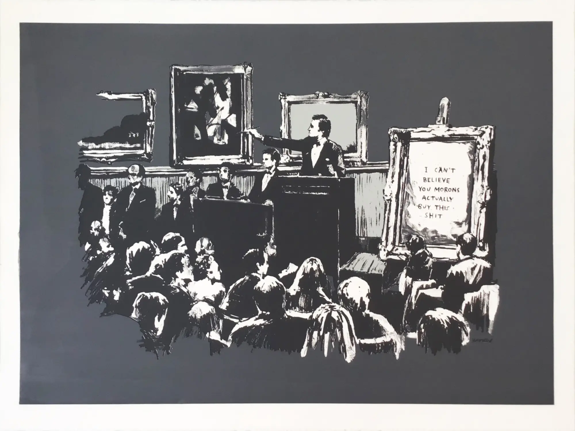 Morons (Grey) - Artist Proof by Banksy, screen print on paper, 2007