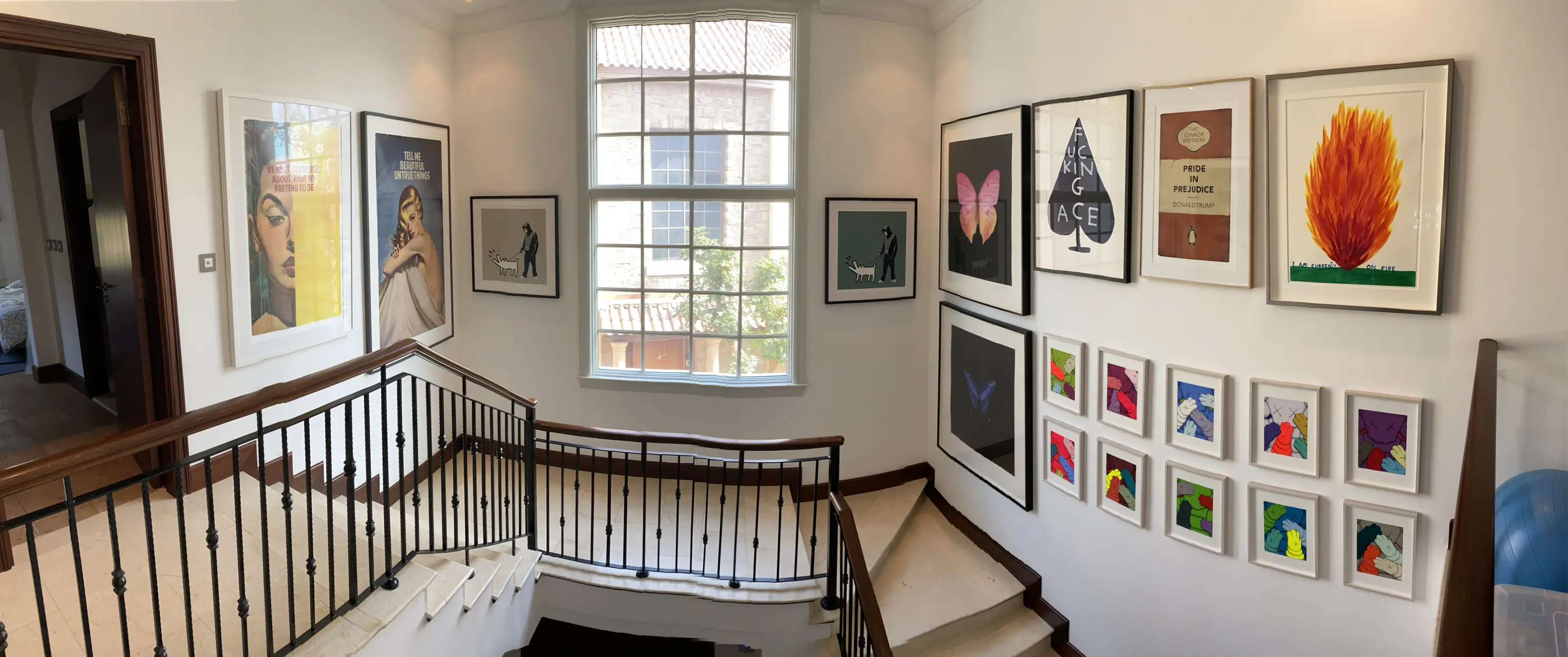 One of our favourite #HangUpatHome, displaying Banksy, David Shrigley, KAWS and The Connor Brothers.