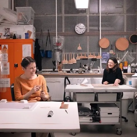 Roo Foley and Maartje Schalkx in their studio in Leyton, London