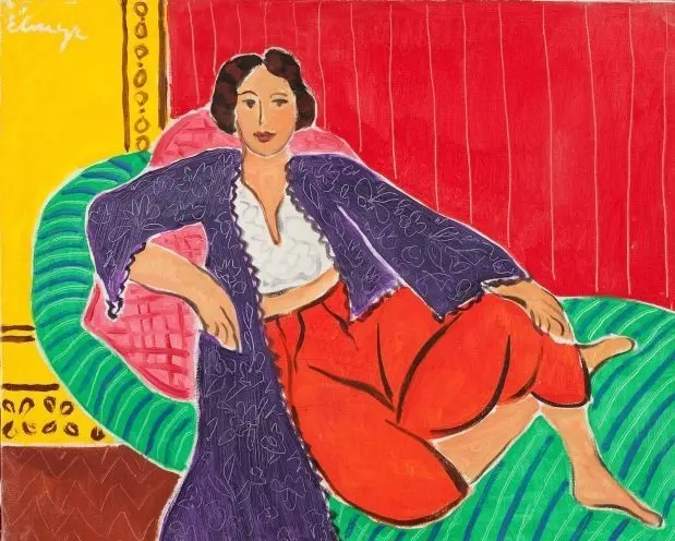 Elmyr de Hory's Odalisque in the style of Henri Matisse. 1974. Left, Elmyr de Hory surrounded by his paintings.