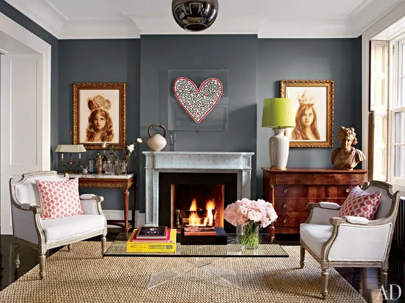 Brooke Shields' home in Manhattan, with a Keith Haring above her fireplace.