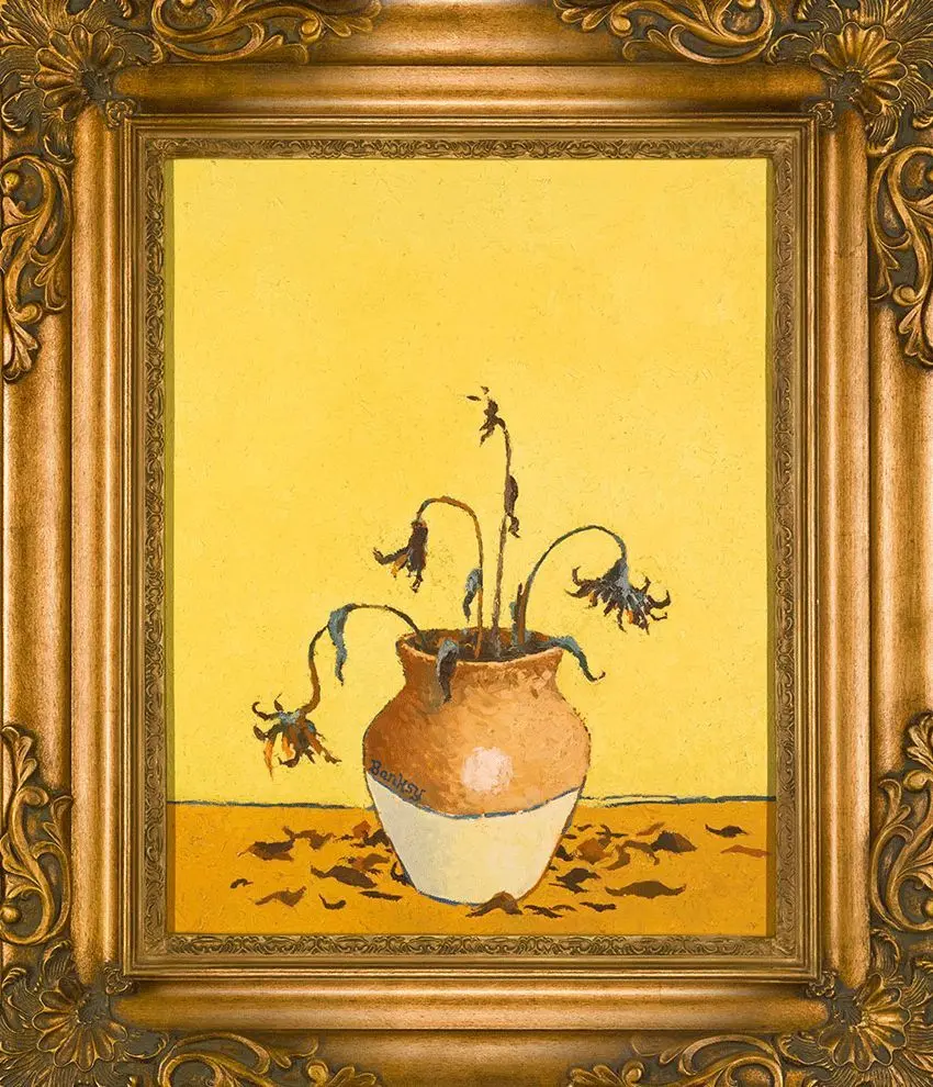 Sunflowers from Petrol Station by Banksy, oil on canvas, 2005.