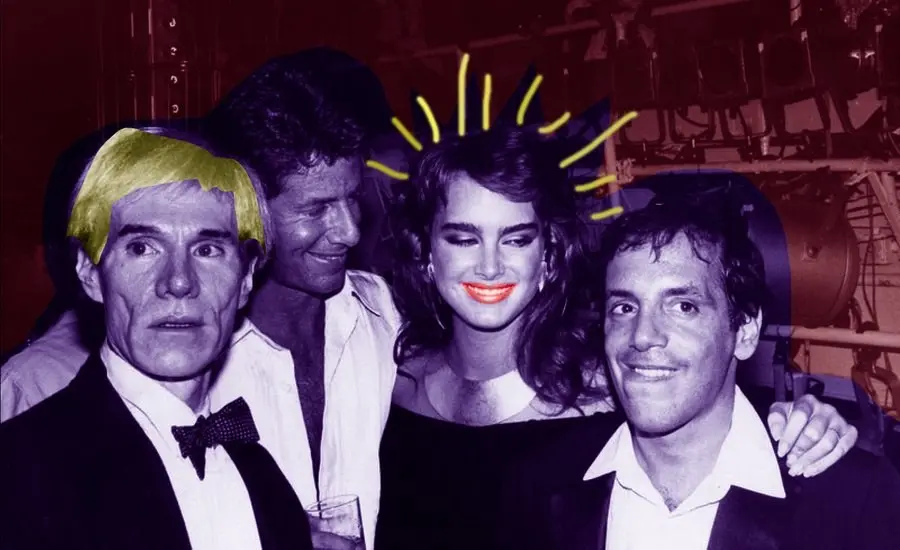 Andy Warhol, Calvin Klein, Brooke Shields, and Steve Rubell at Studio 54