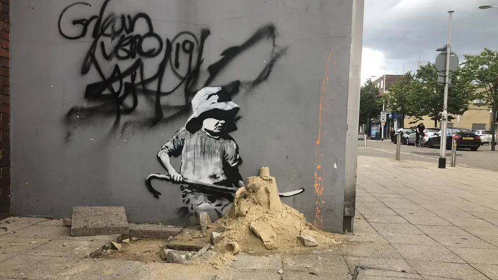 Artworks thought to be by Banksy in Lowestoft, Suffolk and on Admiralty Road, Great Yarmouth.