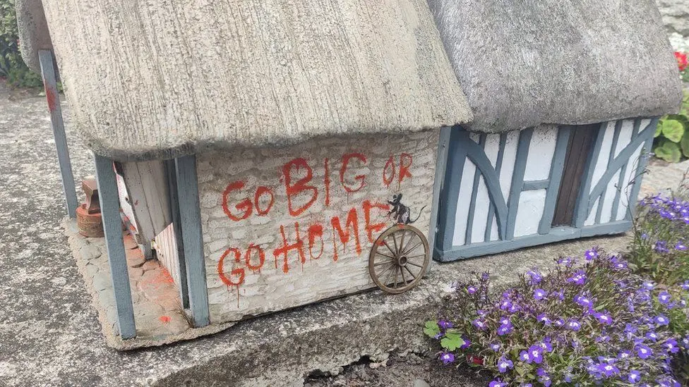 Another piece of street art possibly created by Banksy appeared at the Merrivale Model Village theme park in Great Yarmouth on Sunday morning.