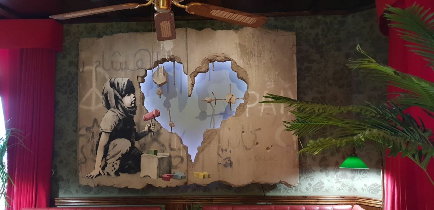 Banksy's latest installation piece in the Walled Off Hotel, Palestine