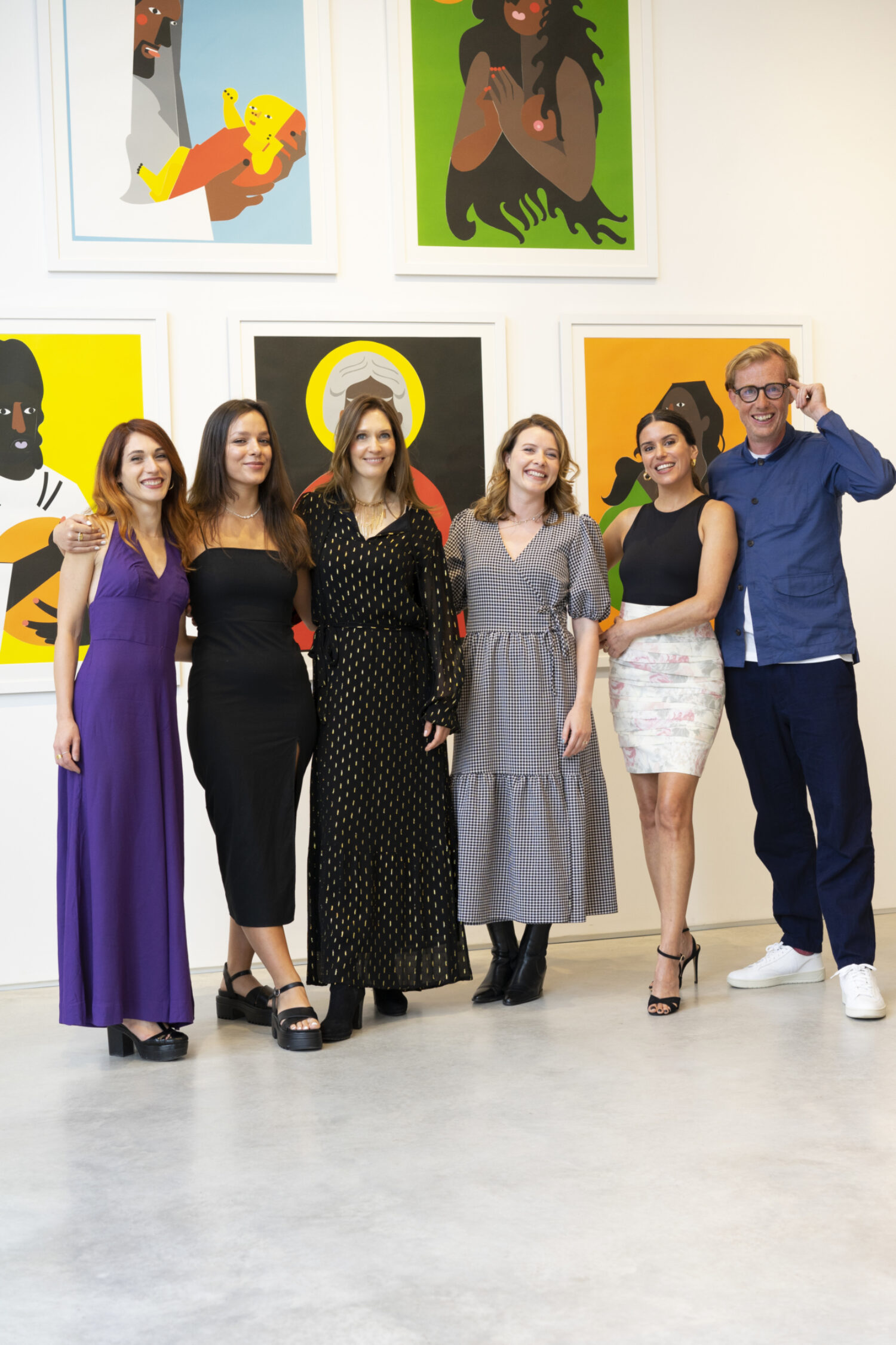 At the Game Changers Private View: The Hang-Up Team and gallery director Ben with Patrick Hughes.