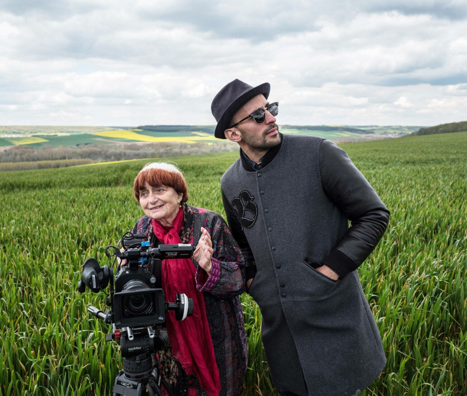 Agnes Varda and JR during the filming of Faces Places.