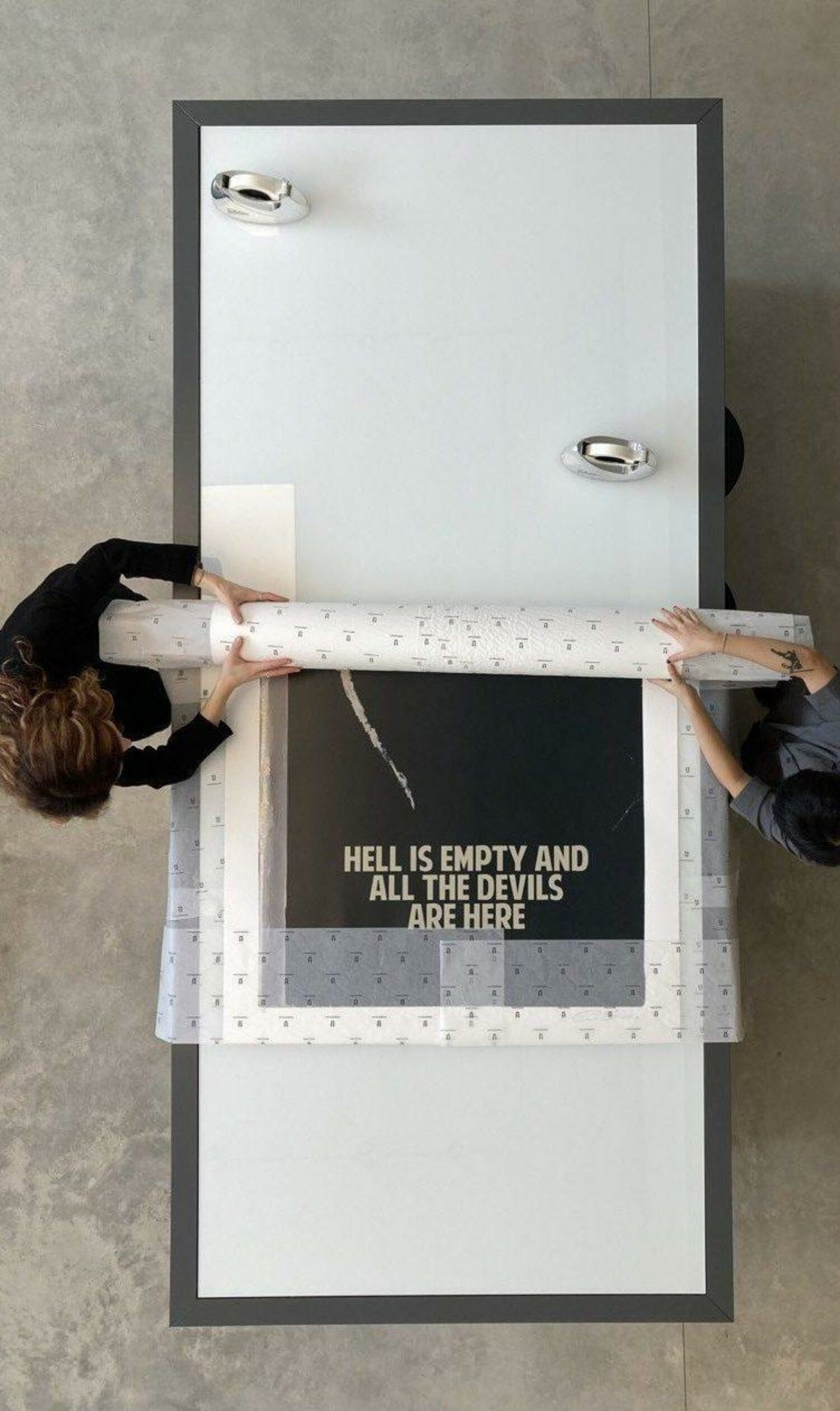 6. Now you can start rolling your print up, making sure to roll in the direction of the grain.