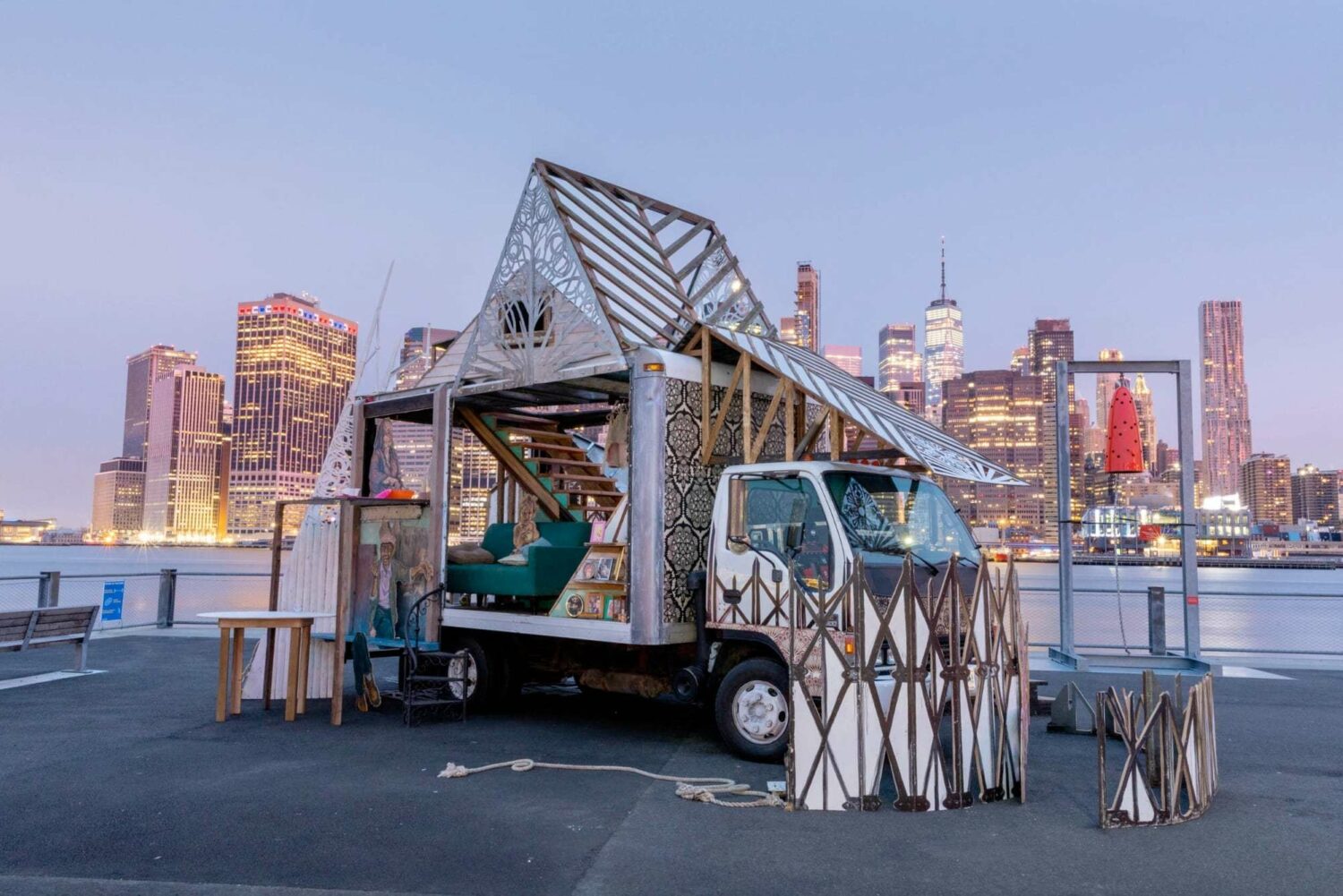 Images of Swoon's travelling installation The House Our Families Built