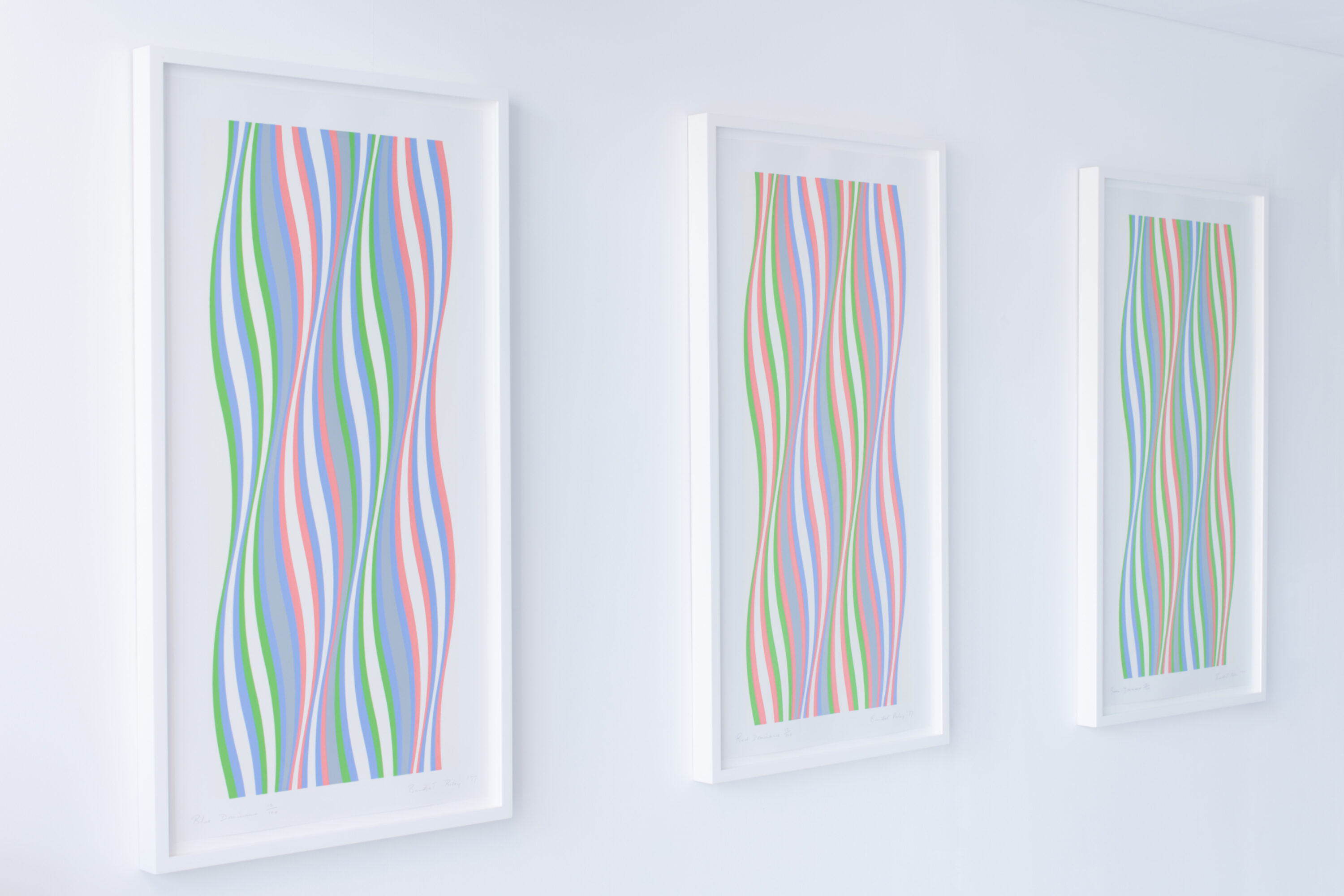 A set of artworks such as Bridget Riley's Red, Blue, Green Dominance (Portfolio of 3) is perfect if you want a unified look on your large walls.