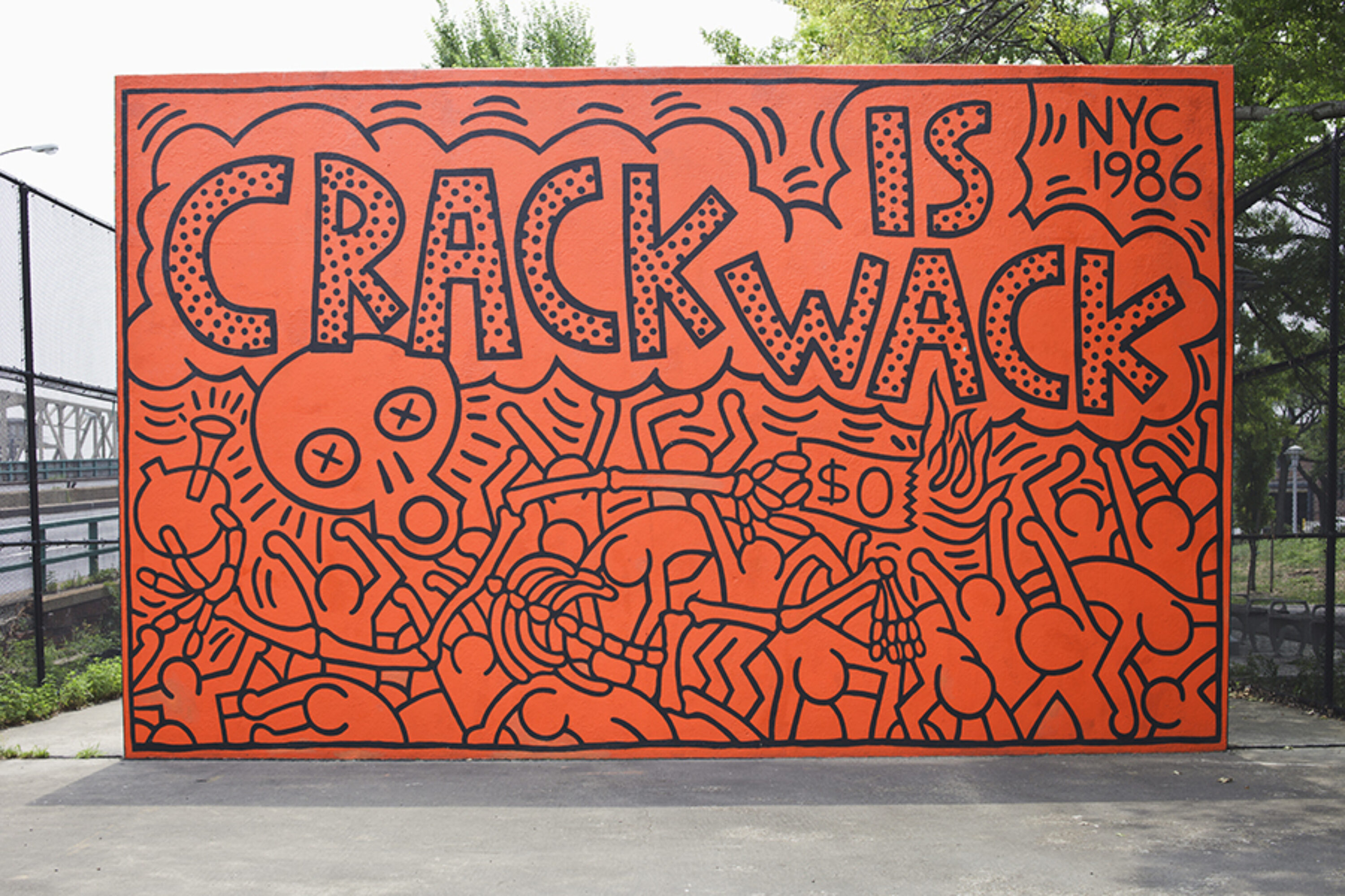 Keith Haring, Crack is Wack, 1986, New York. Photographed by James Leynse