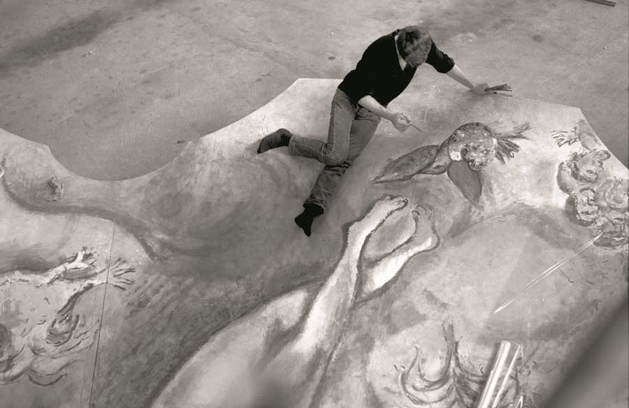 Marc Chagall, Paris Opera, 1964 / Paul Versteegh assisting Marc Chagall with his work in the Paris Opera
