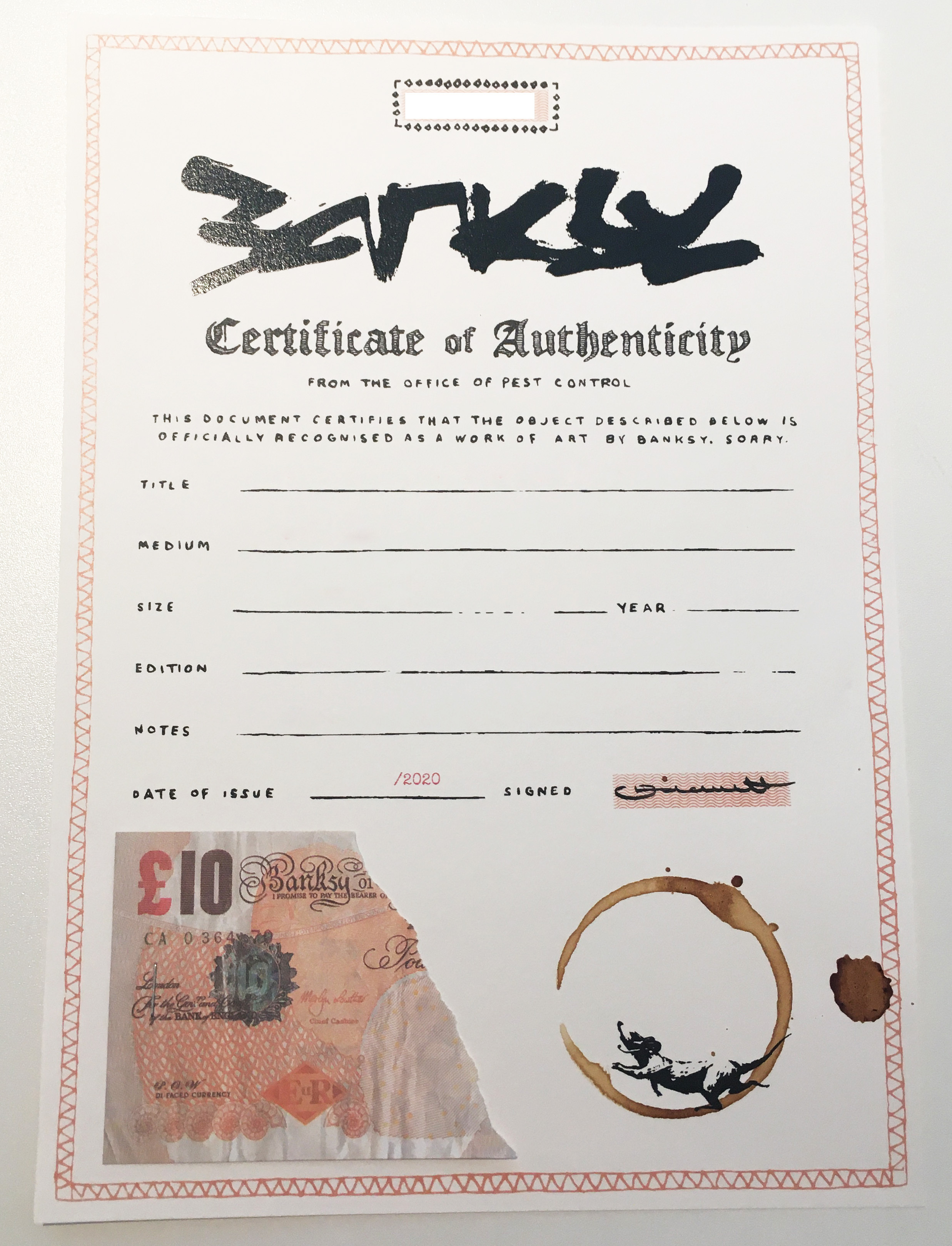 The new look of Pest Control's Certificates of Authenticity