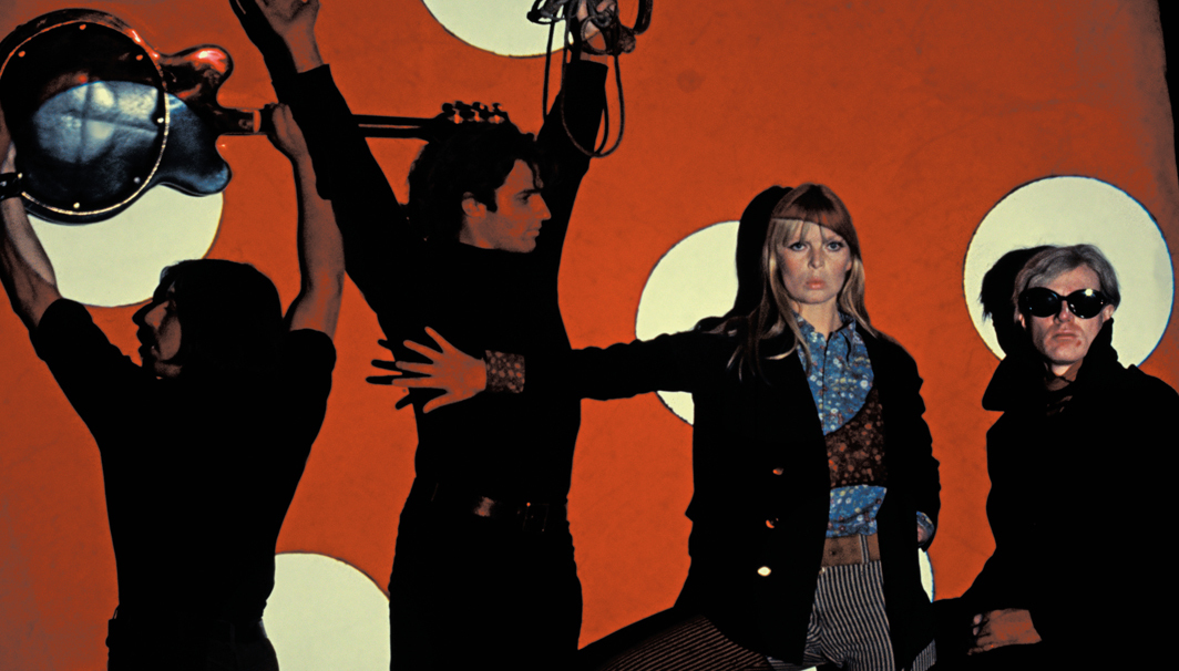 Todd Haynes, The Velvet Underground, 2021, 4K video, color and black-and-white, sound, 121 minutes. From left: John Cale, Gerard Malanga, Nico, Andy Warhol / Andy Warhol and Lou Reed.