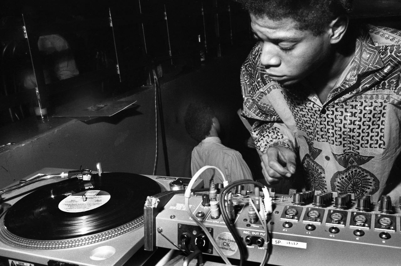 Jean-Michel Basquiat DJing at New York club Area, 1985