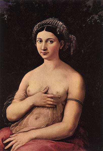 La Fornarina by Raphael, oil on wood, 1518-19.