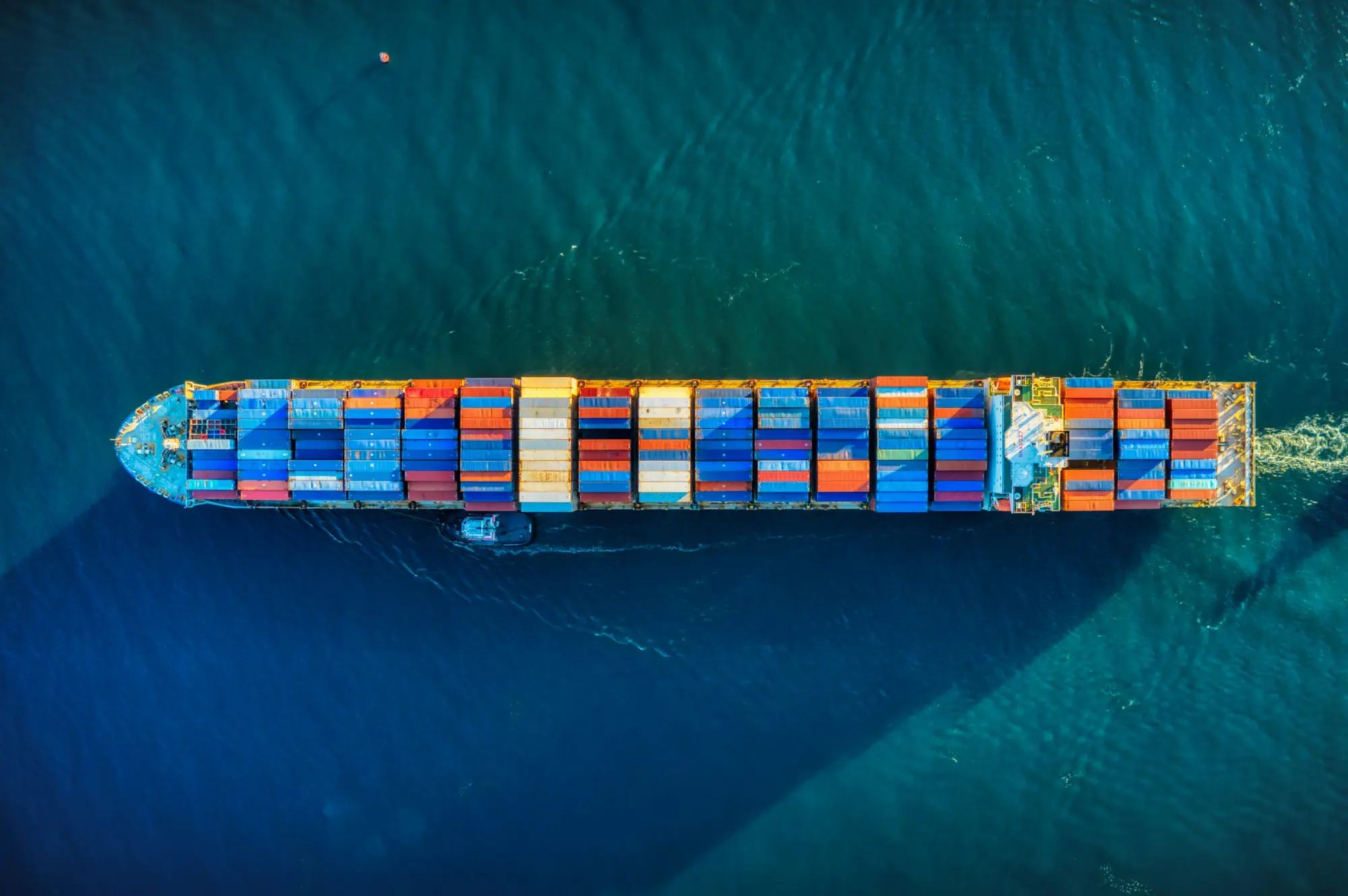 Shipping containers on a ship
