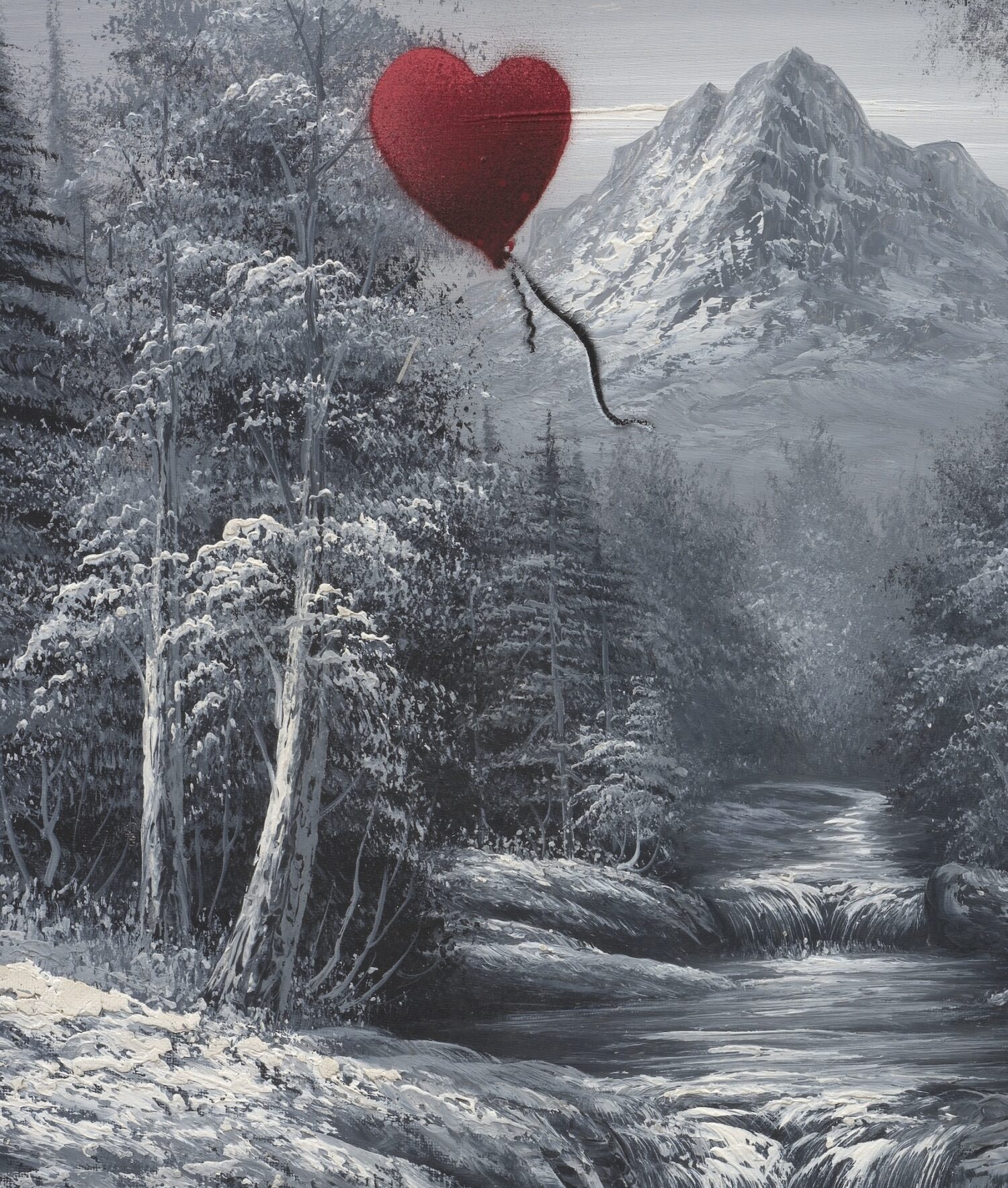 Banksy, Girl and Balloon on Found Landscape, balloon detail