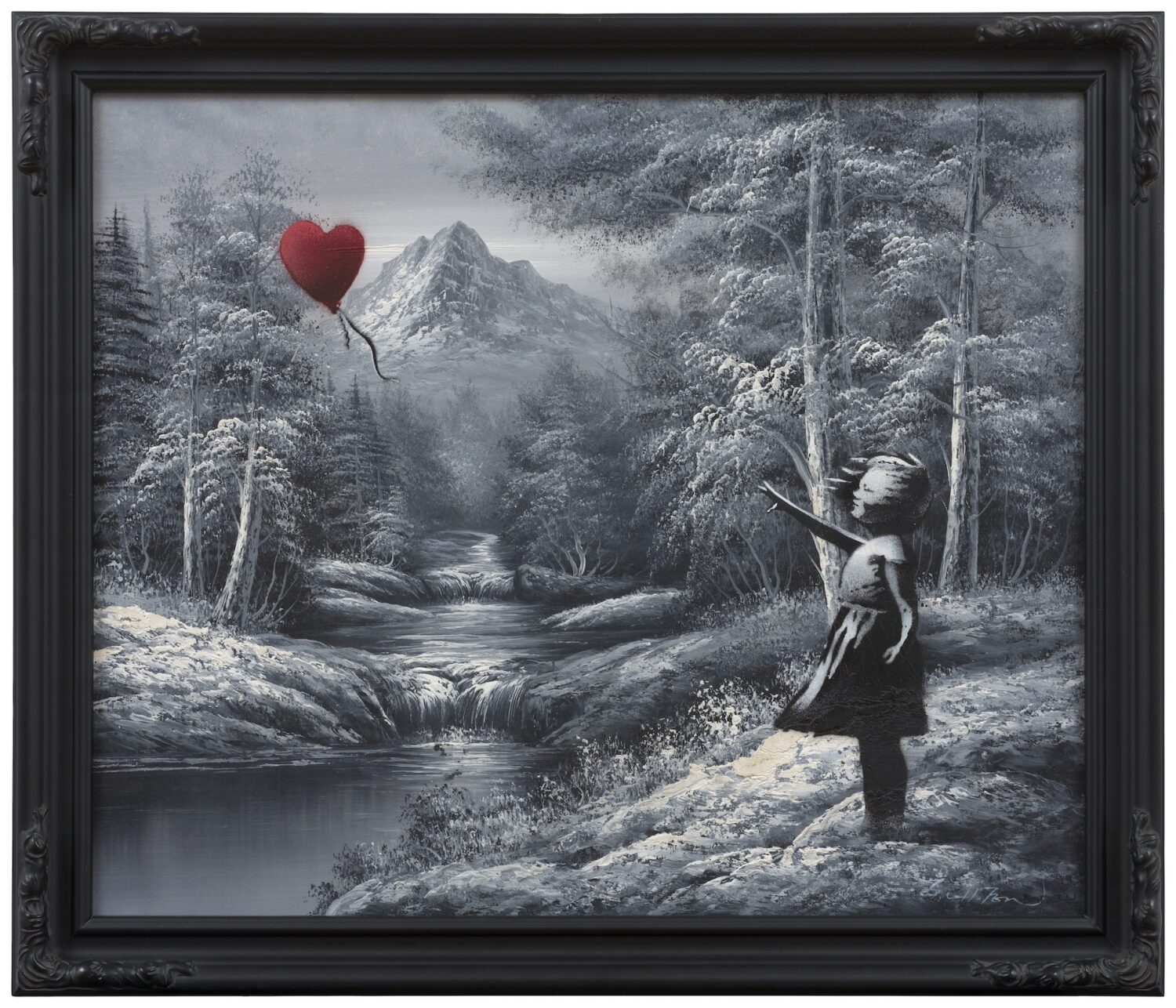 Banksy, Girl and Balloon on Found Landscape