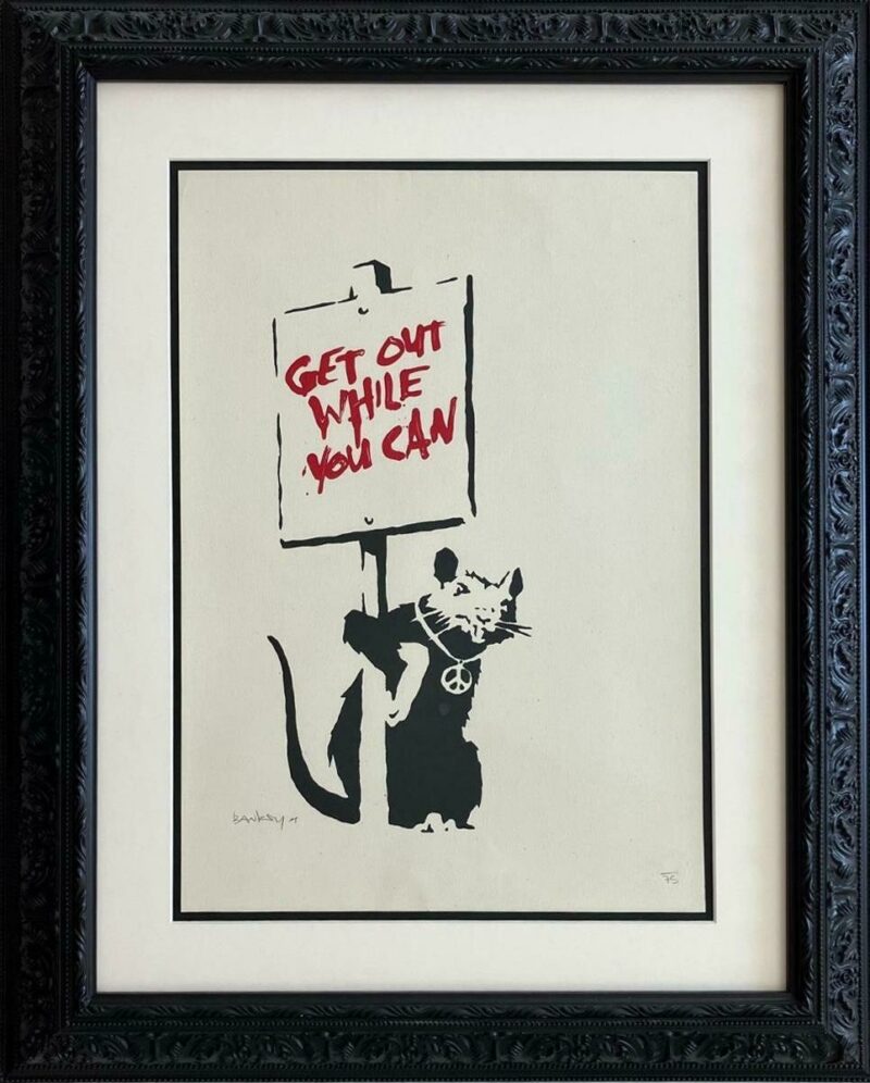 Banksy Get Out While You Can Red Signed